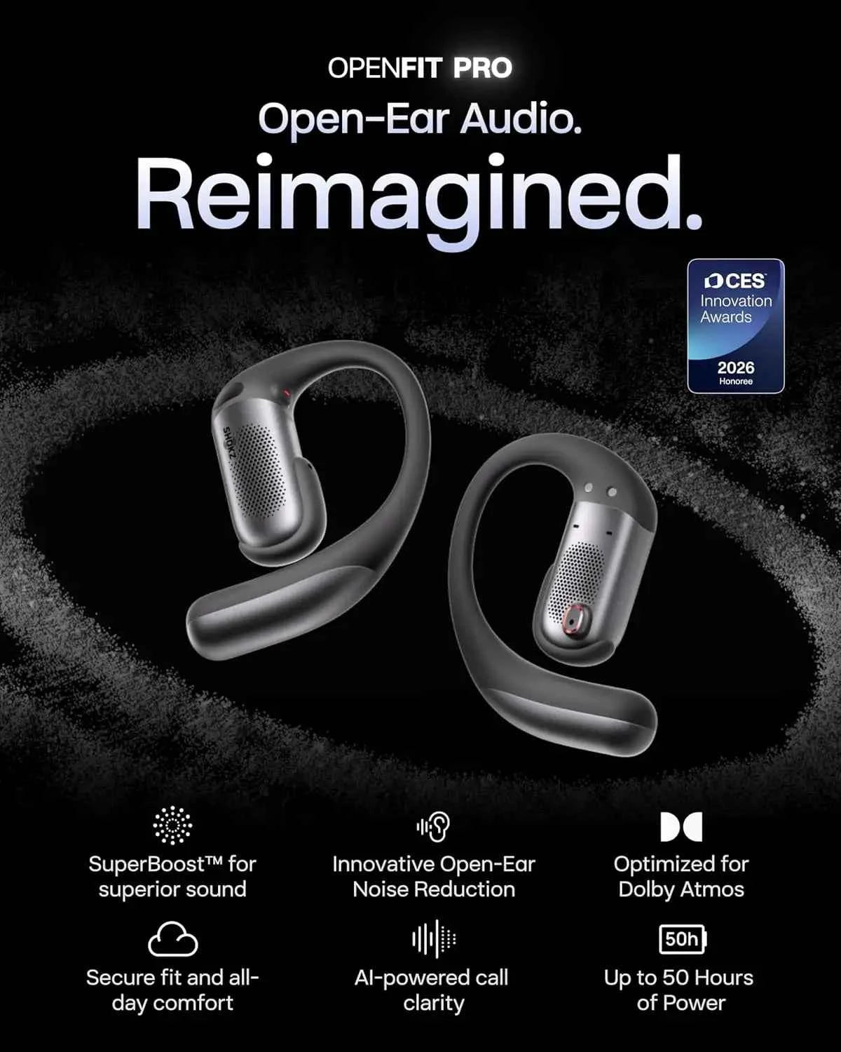 Shokz OpenFit Pro Earphone Open-Ear Noise Reduction  IP55 Sports Headphones