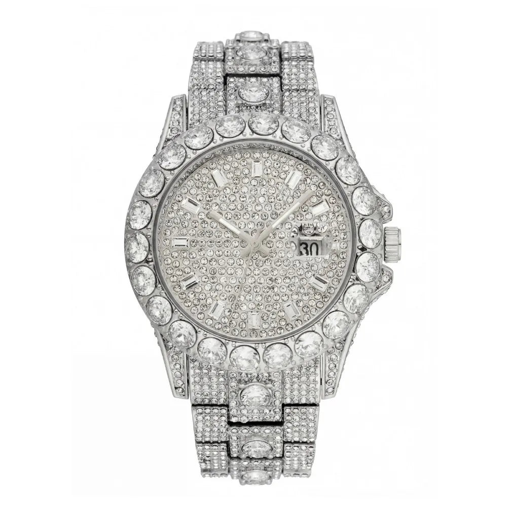MISSFOX Luxury Watches For Mens Hip Hop Iced Out Bling Quartz Clocks Fashion Full Diamond Jewelry Wristwatch