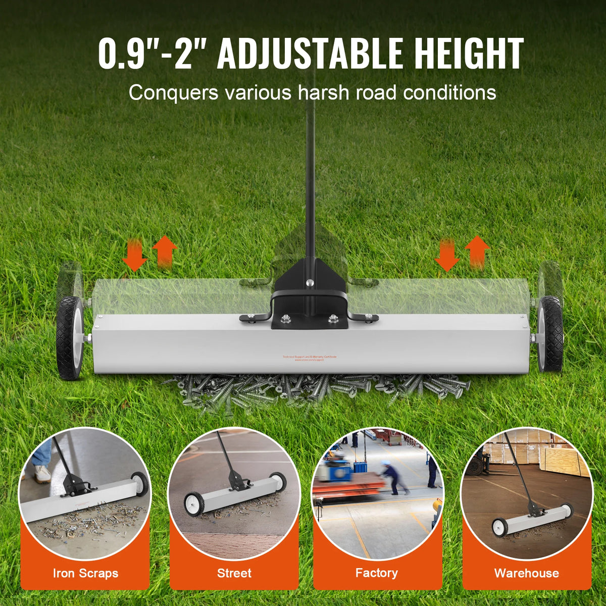 SucceBuy Rolling Magnetic Sweeper with Wheels