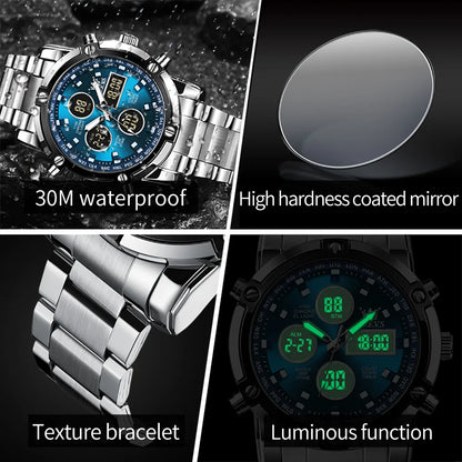 OLEVS Men's Watches Original Multifunctional Wlectronic Watch for Man Waterproof Luminous Alarm Clock
