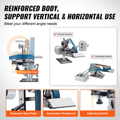 SucceBuy Belt Grinder Sander 30 x1-Inch Variable Speed Belt Polisher W/VFD 550W Grinding Polishing for Metalworking Knife Making