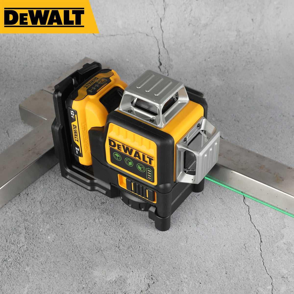 DEWALT 12V MAX Green Beam 3x360 Laser Level DW089LG, IP65 Waterproof Dustproof with Magnetic Bracket for Versatile Construction Leveling