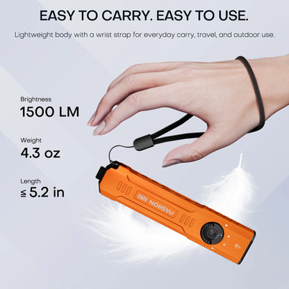 1500 LM Slim Tactical Flashlight  with Green Laser Beam, 3 Light Sources EDC Multi-Functional Rechargeable Torch, High Bright White Light & 365 UV Black Light,