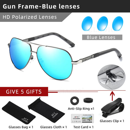 CLLOIO Men Classic Aluminum Polarized Sunglasses