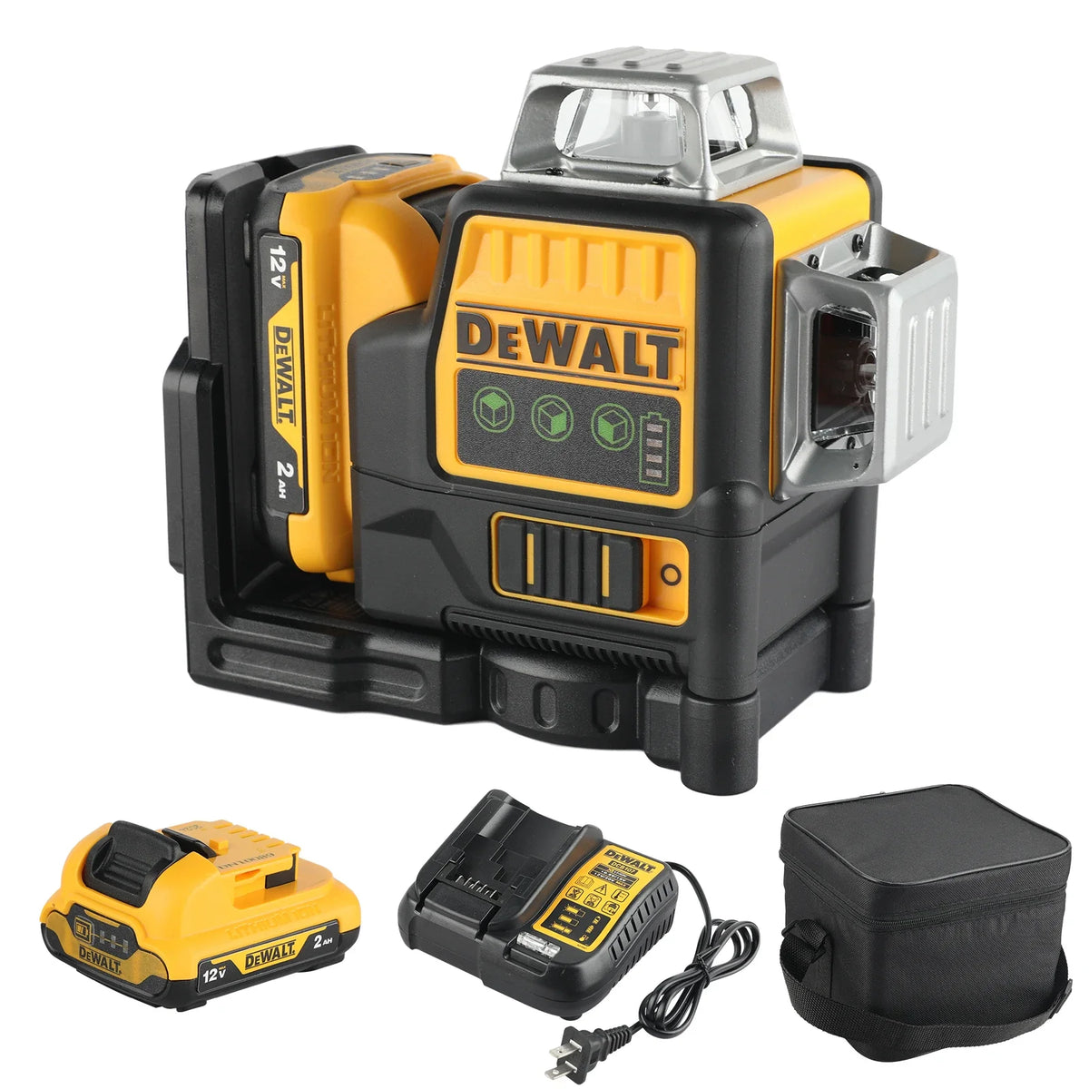 2026 Dewalt DW089LG 12V Vertical & Horizontal, 12 Line, Ideal for Indoor/Outdoor Project Lithium Green Laser Level 3 Sided 360°