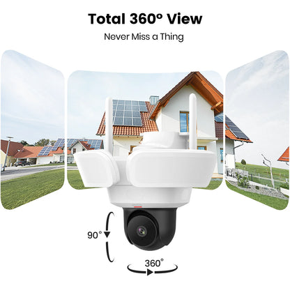 Dekco 3K UHD WiFi Floodlight Camera Outdoor 360° View Color Night Vision Wireless Security Camera PIR Detection 2-way Audio