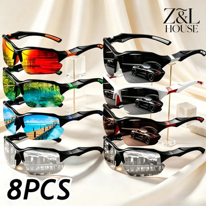 8 Pairs of Male and Female Polarized Sports Sunglasses