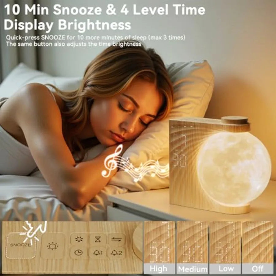 Sunrise Alarm Clocks for Heavy Sleepers, Night Lamp Clocks for Bedrooms with Moon Light, 10 Light Effects,