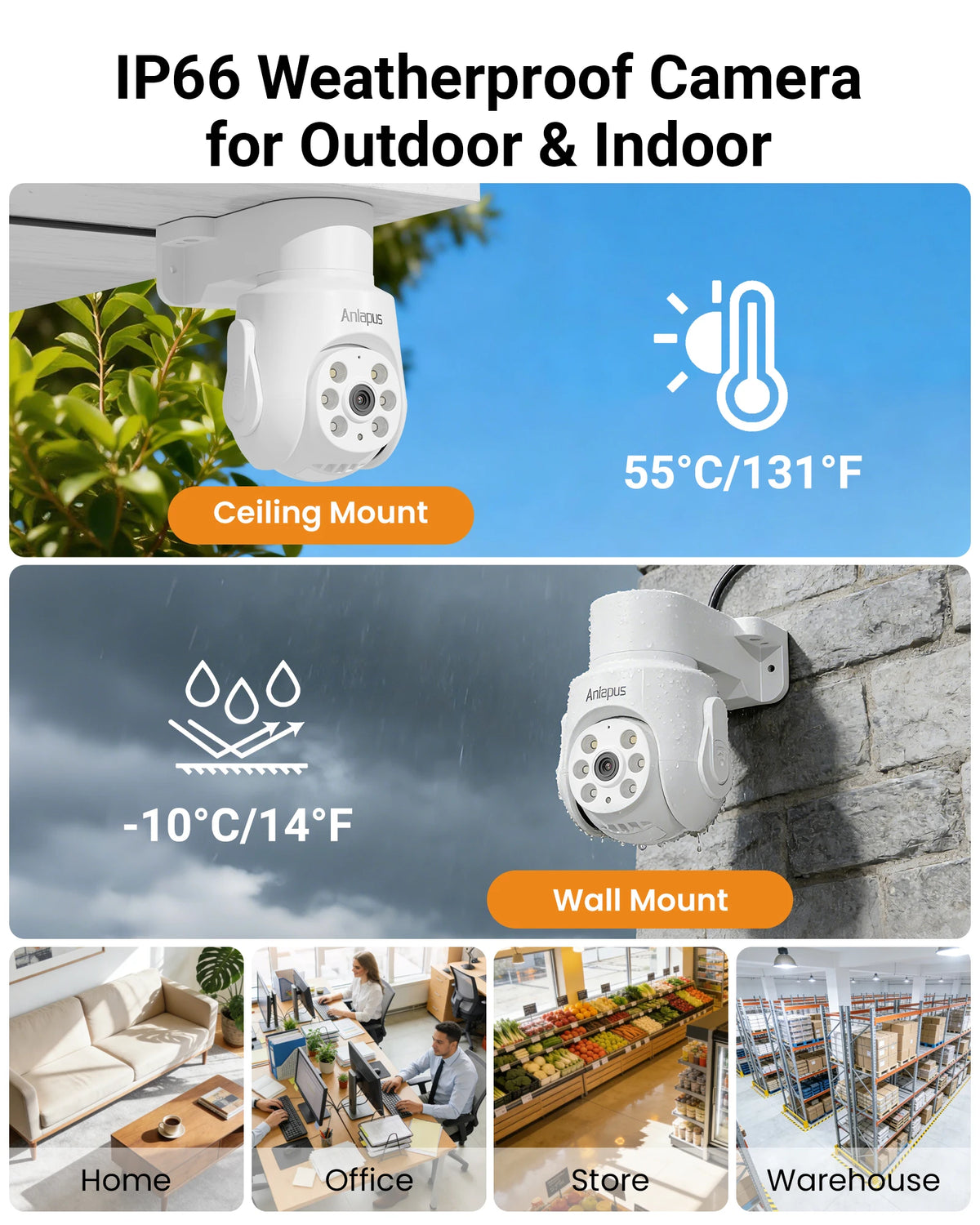 Anlapus 2MP Wired Security Camera System with Audio 8CH 3K Home CCTV DVR 1080P 360°View Pan/Tilt Surveillance Cameras Outdoor Indoor