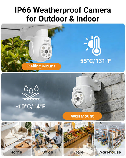 Anlapus 2MP Wired Security Camera System with Audio 8CH 3K Home CCTV DVR 1080P 360°View Pan/Tilt Surveillance Cameras Outdoor Indoor
