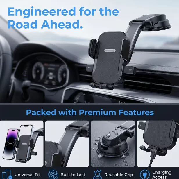 [Powerful Suction Cup] Dashboard Car Phone Mount, Upgraded Hands-free Phone Holder,
