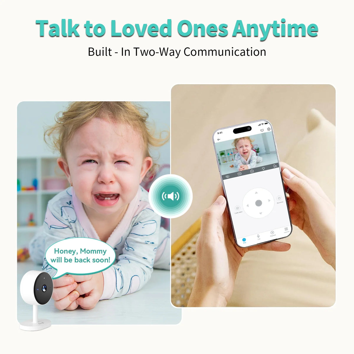 Smart 3MP HD Indoor Home Security Camera for Baby/Elder/Pet/Nanny, With Real-time APP Alert, 2-Way Audio, Human Body Detection