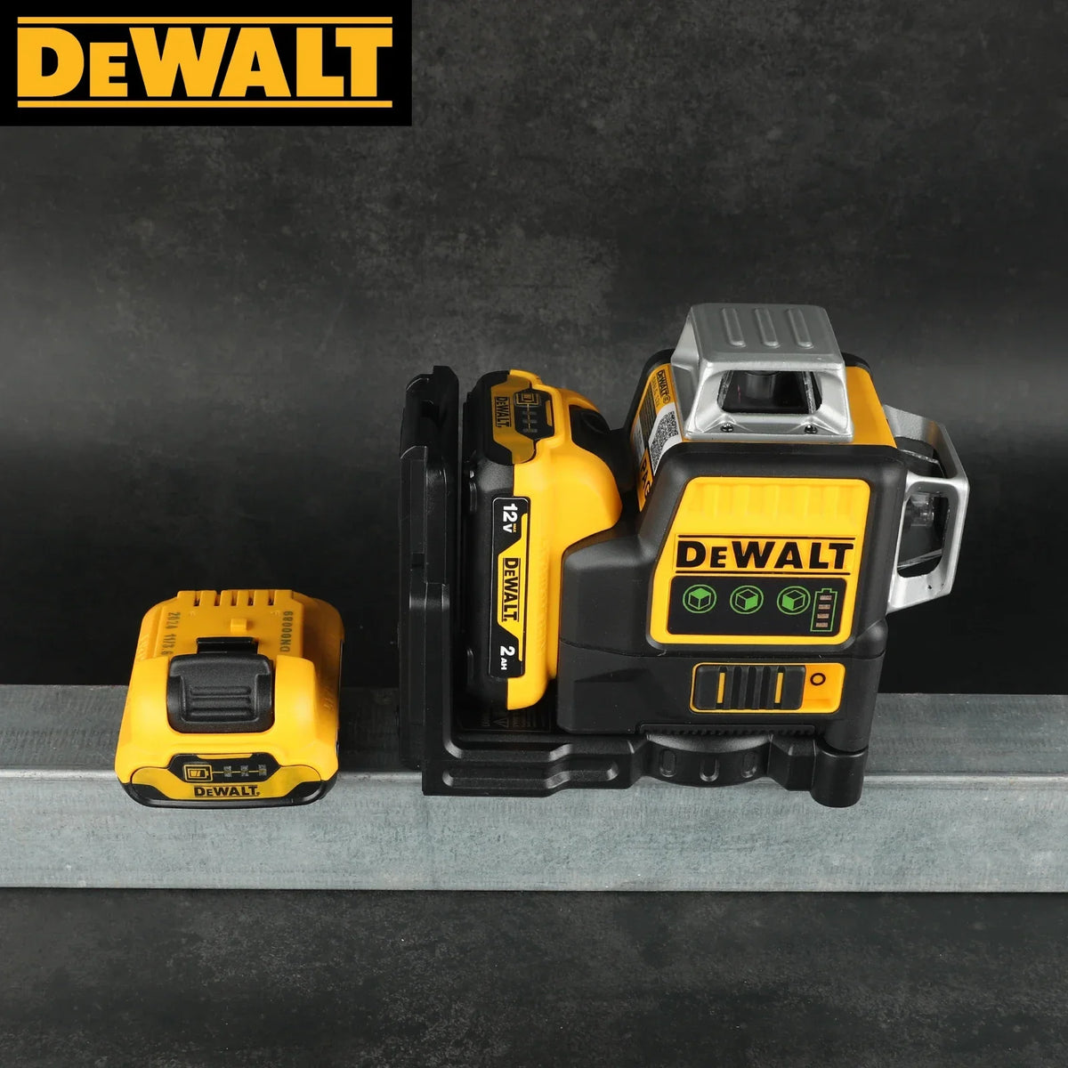DEWALT DW089LG 12V MAX Green 3x360 Line Laser Level, 3 Sides 360° Horizontal and Vertical Beams with Self-Leveling for Indoor Outdoor