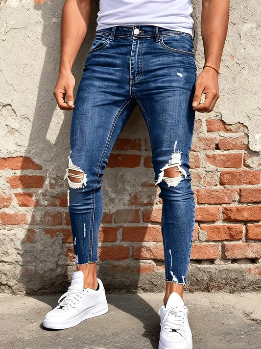 Men'S Casual Skinny Fit Distressed Jeans,