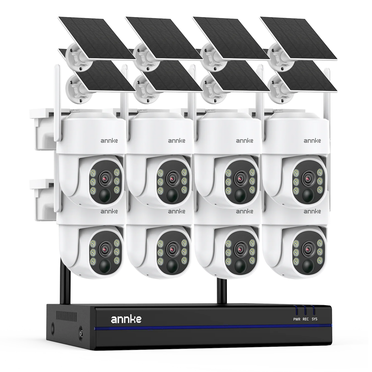 ANNKE 4MP Wireless Surveillance System 16CH NVR WiFi Surveillance Camera Kit Audio Battery Solar Surveillance Cameras Outdoor