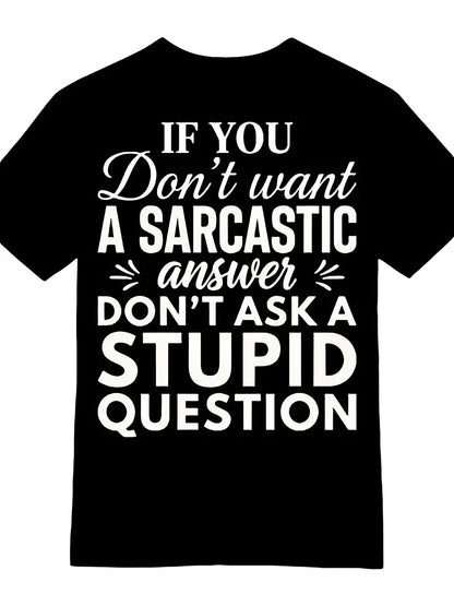 Men's Fun Ironic Quotes T-Shirt - Witty Back Pattern Short Sleeve Casual Shirt