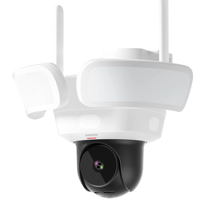 Dekco 3K UHD WiFi Floodlight Camera Outdoor 360° View Color Night Vision Wireless Security Camera PIR Detection 2-way Audio