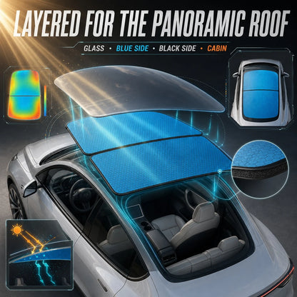 Roof Sunshade for Tesla Model 3/Y 2017-2025 – Panoramic Glass Roof Sun Protection Cover, Interior Sunshade with Storage Bag