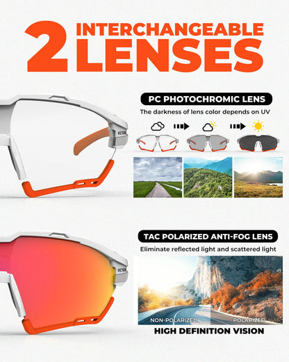 Cycling Photochromic Glasses & Polarized Sunglasses Men Women MTB Road Bike Riding Hiking Glasses