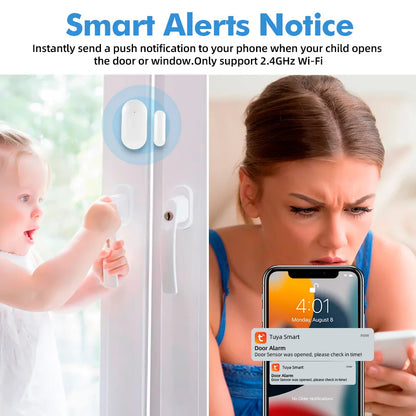 Tuya Smart WiFi Home Security Alarm System Kit 120dB Loud Siren Door Window Sensor PIR Motion Detector Remote Control Works with Alexa Google Assistant