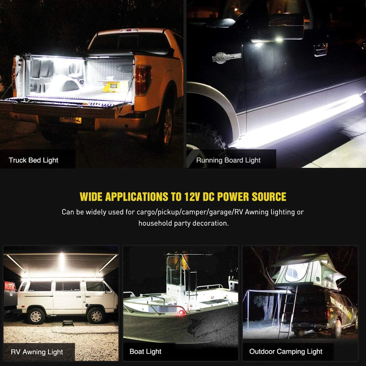 Nilight 2PCS 60 Inch 180 LED Truck Bed Light Kit, Waterproof Cargo LED Strip Lights with On/Off Switch