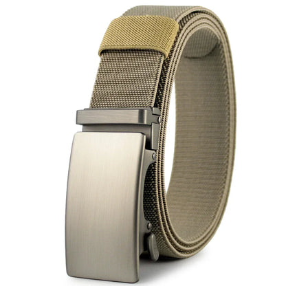 New Golf Sports Elastic Belt Tactical Belt Metal Automatic Buckle Tough Stretch Nylon Men Military Belt 115-150CM Big Size Belts