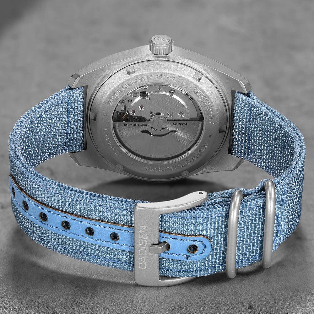 CADISEN TI-7 Autodyne Titanium Automatic Mechanical Watch Man Canvas Wristwatch
