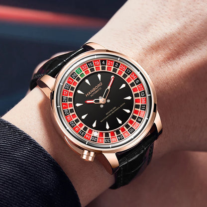 Fully automatic mechanical watch with Casino Roulette Rotating Disk
