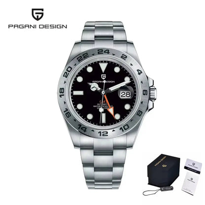 PAGANI DESIGN Vintage 42MM GMT Men's Watch PD1682 Automatic Mechanical Timepiece Sapphire Stainless Steel 100M Waterproof Retro