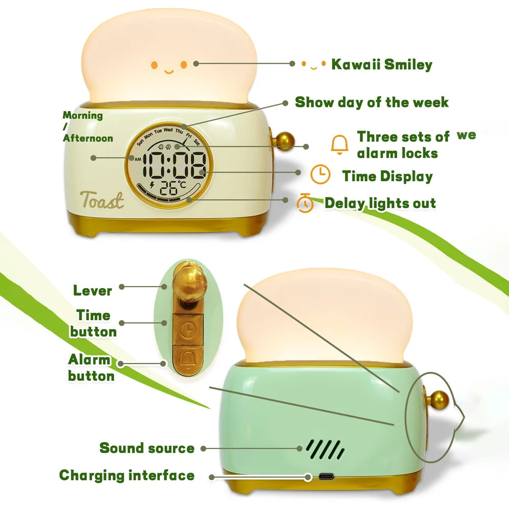 Kid Alarm Clock LED Night Light Digital Clock Children's Sleep Trainier For Home Bedroom