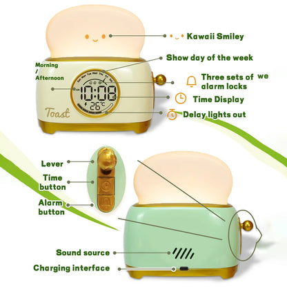 Kid Alarm Clock LED Night Light Digital Clock Children's Sleep Trainier For Home Bedroom