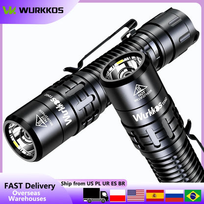 Wurkkos TD02 Compact IPX8 Waterproof Tactical Flashlight 2000LM Rechargable Torch with 6 Modes High-quality LED