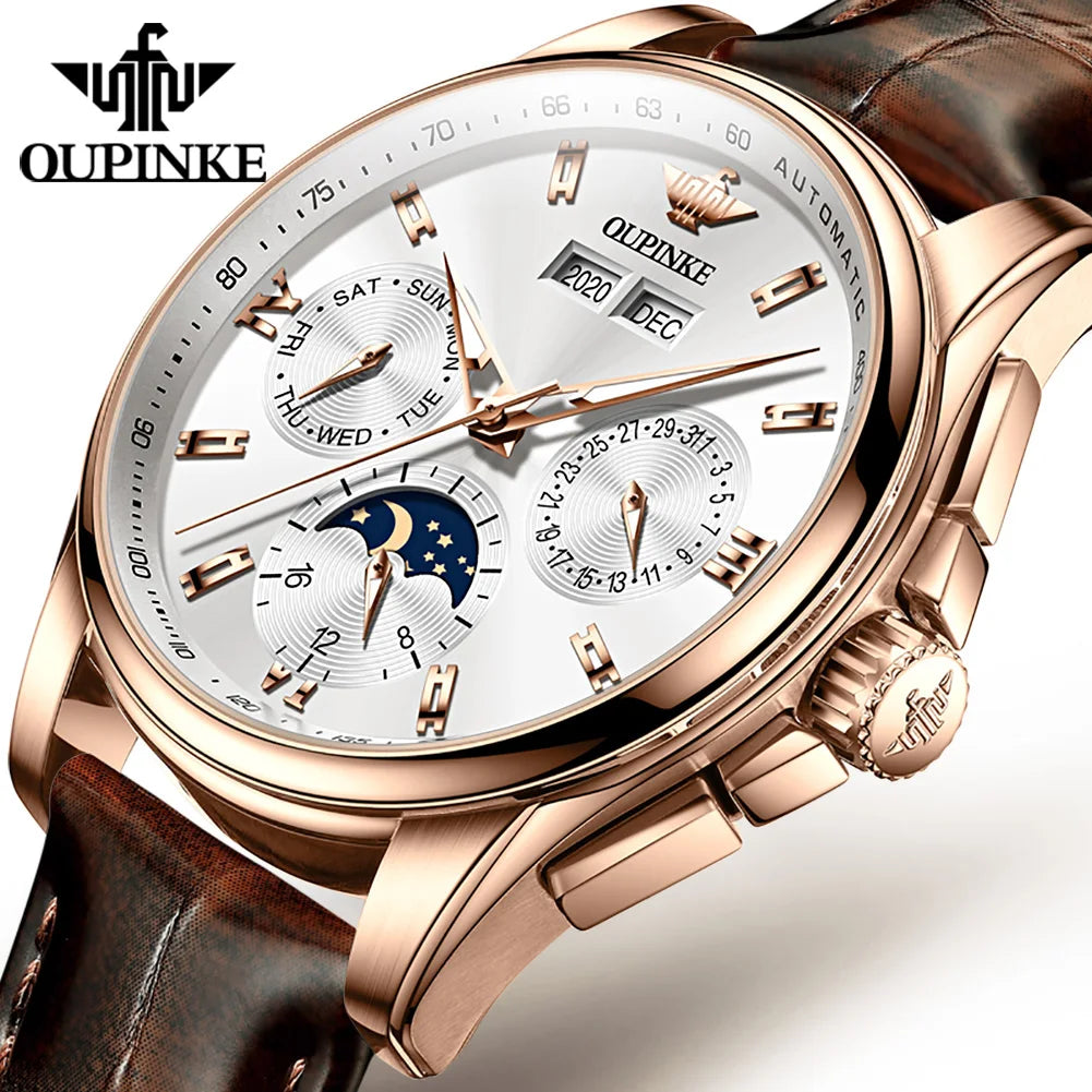 OUPINKE 3189 Men's Watch Top Brand Luxury Moonswatch Automatic Mechanical Watch For Men 50M Waterproof