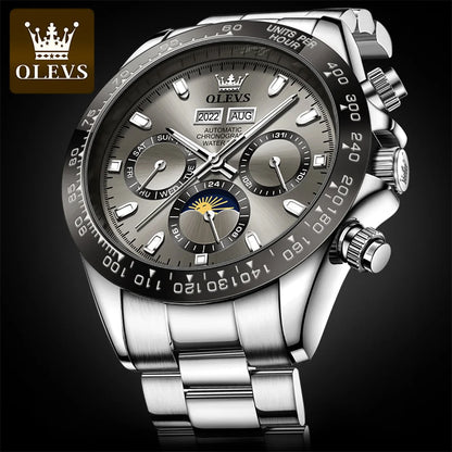 OLEVS 6654 Luxury Mens Watch Chronograph Automatic Mechanical Wristwatch Waterproof