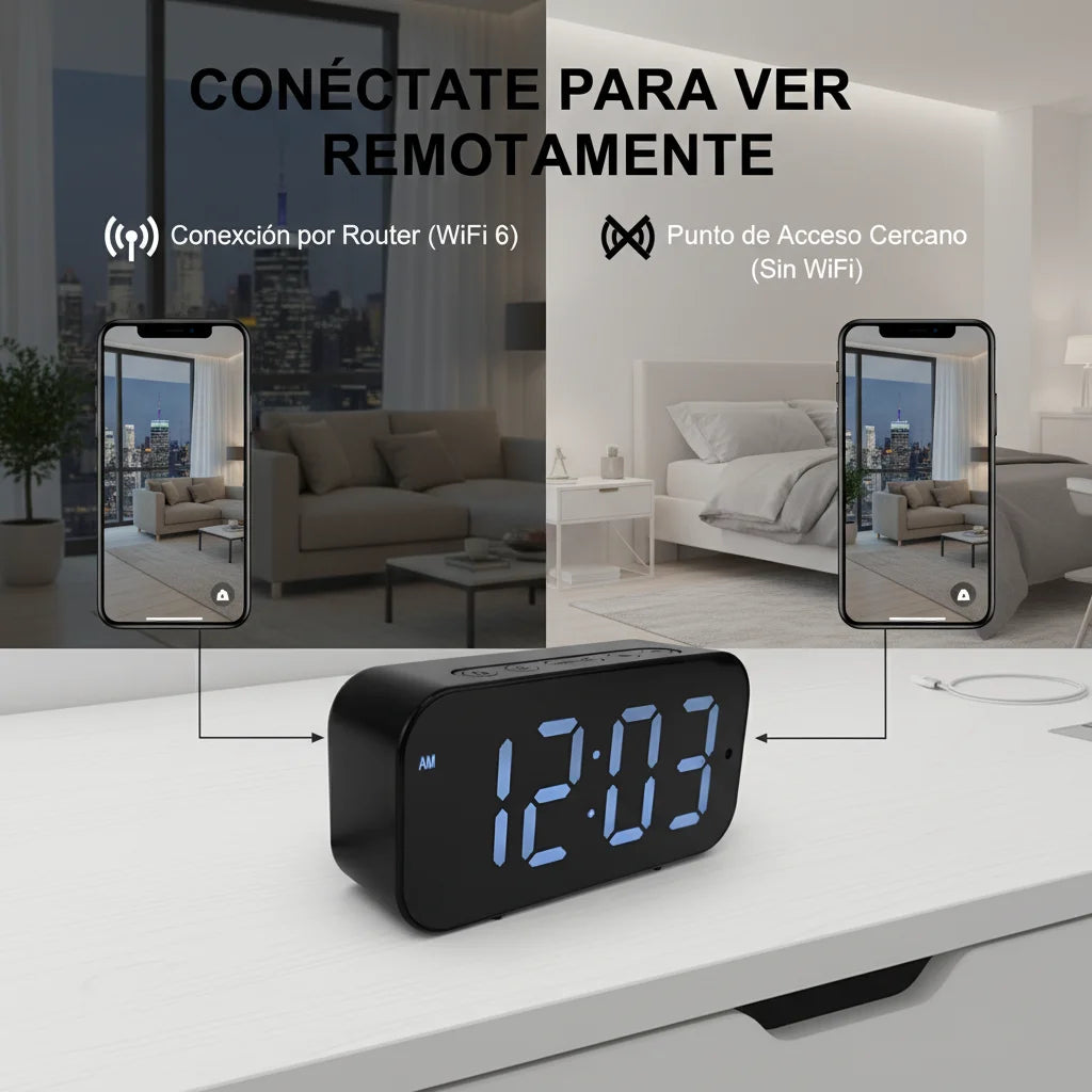 1080P HD WiFi Alarm Clock Security Camera Wireless Indoor Surveillance Monitor with Motion Detection, Remote View, Micro SD Card