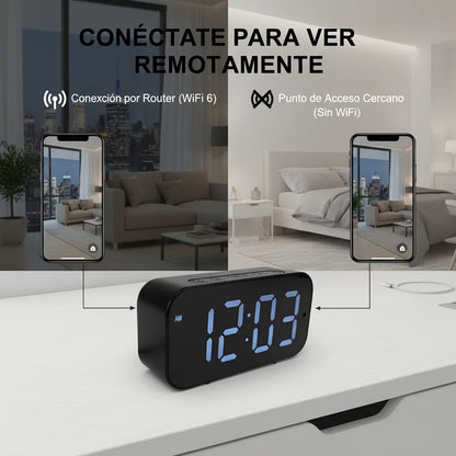 1080P HD WiFi Alarm Clock Security Camera Wireless Indoor Surveillance Monitor with Motion Detection, Remote View, Micro SD Card