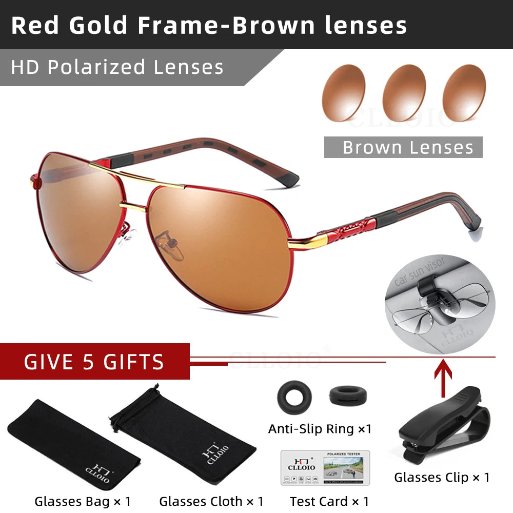 CLLOIO Men Classic Aluminum Polarized Sunglasses
