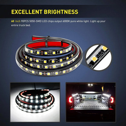 Nilight 2PCS 60 Inch 180 LED Truck Bed Light Kit, Waterproof Cargo LED Strip Lights with On/Off Switch