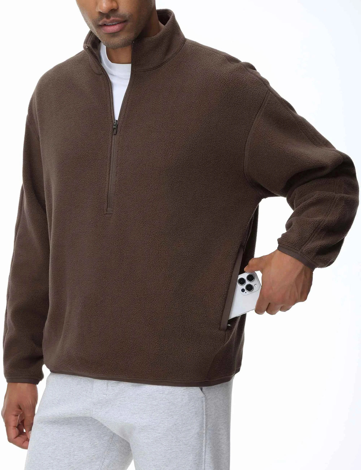 THE GYM PEOPLE Men's Half Zip Oversized Fleece Pullover