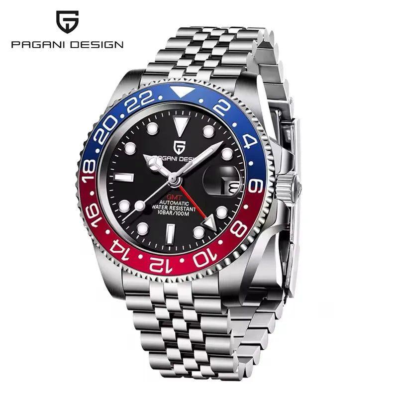 PAGANI DESIGN 2026 GMT Watches Dark Dial Men Luxury Sapphire Luminous Automatic Mechanical Watch