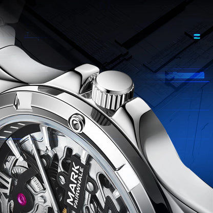 Mark Fairwhale Fashion Skeleton Dial Automatic Movement Stainless Steel Band Luminous Men's Watch